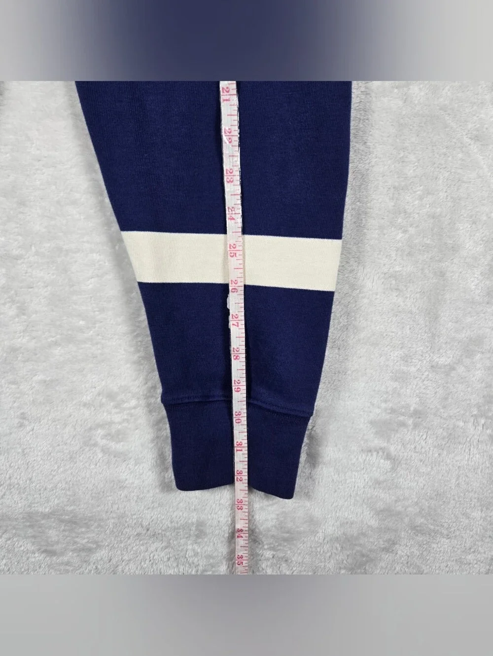 J. Crew Mens Rugby Polo In Stripe Blue White Size XL Long Sleeve Elbow Pads